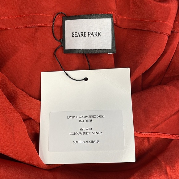 NWT Beare Park Layered Silk Satin And Georgette Maxi Dress Orange Sz AU 14 US 10 - Picture 9 of 13